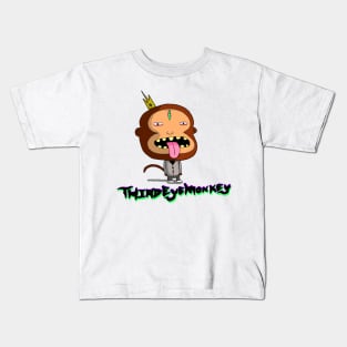 Third Eye Monkey (full colour + logo) Kids T-Shirt